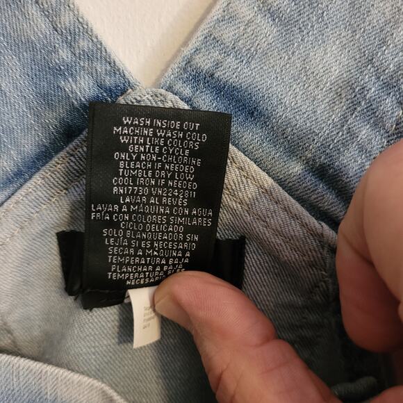 MOSSIMO Super Stretch Denim Overall Shorts Small Blue Cutoff Shortalls Festival - Picture 10 of 10